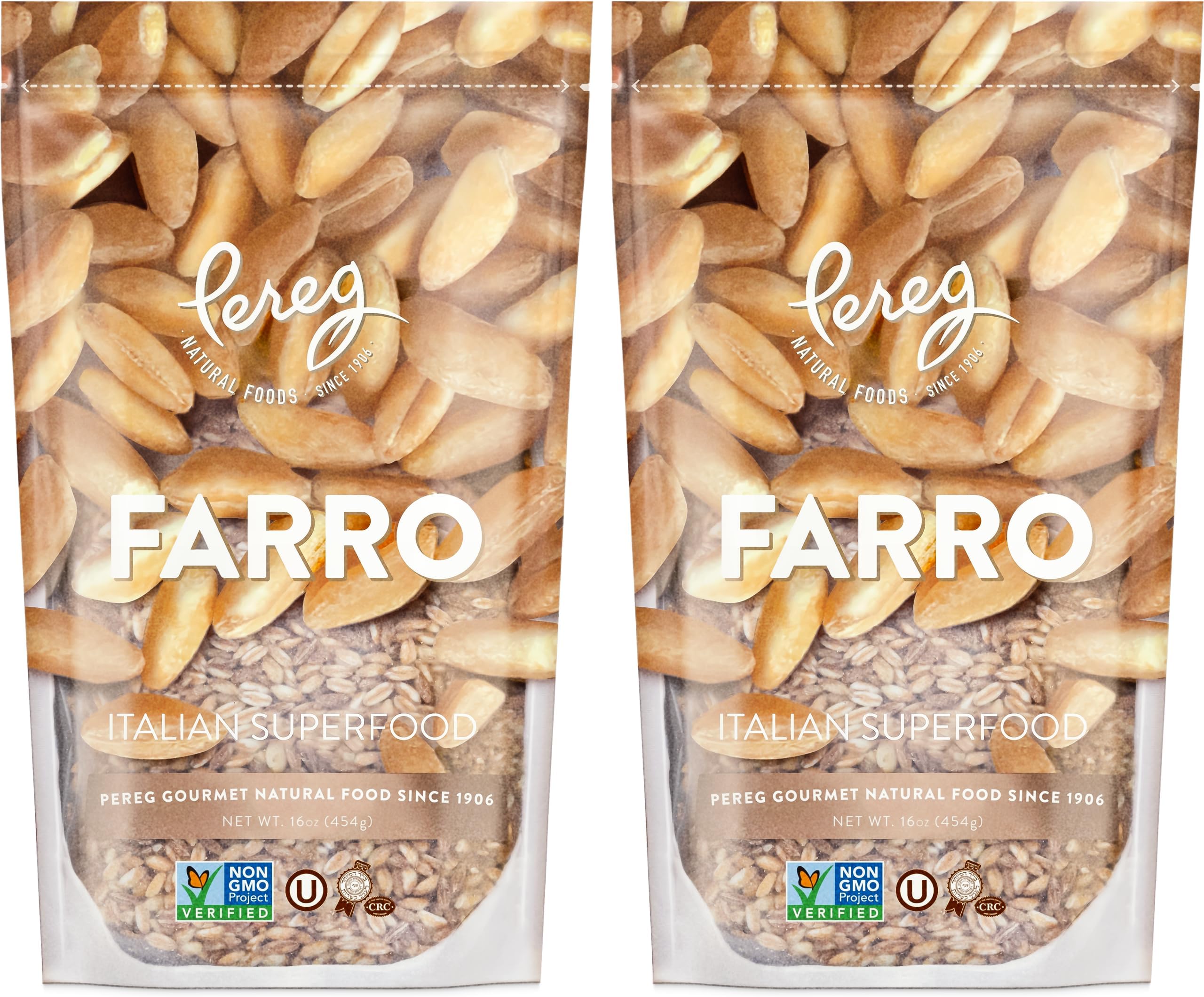 Pereg Farro 16oz (2 Pack = 2 lb) | Nutritious Grain, Rich In Proteins & Fibers, Easy To Cook Rice Alternative, Resealable Packaging