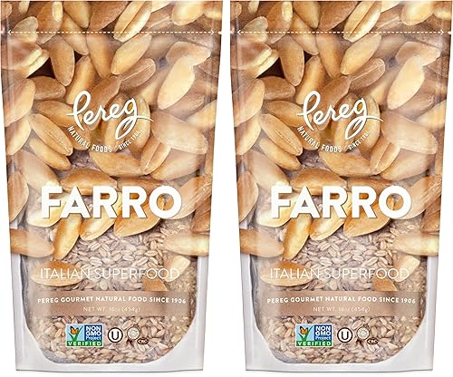 Pereg Farro 16oz (paquete de 2  2 libras)  Grano nutritivo, rico en proteínas y fibras, alternativa de arroz fácil de cocinar, embalaje resellable