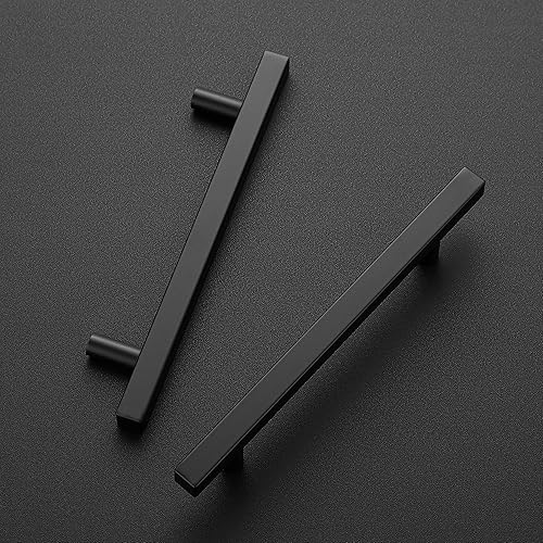 Miniatura 2 de Ravinte Paquete de 15 tiradores cuadrados de 7.38 pulgadas de acero inoxidable negro mate para cajones de cocina, manijas de gabinete de 7-38