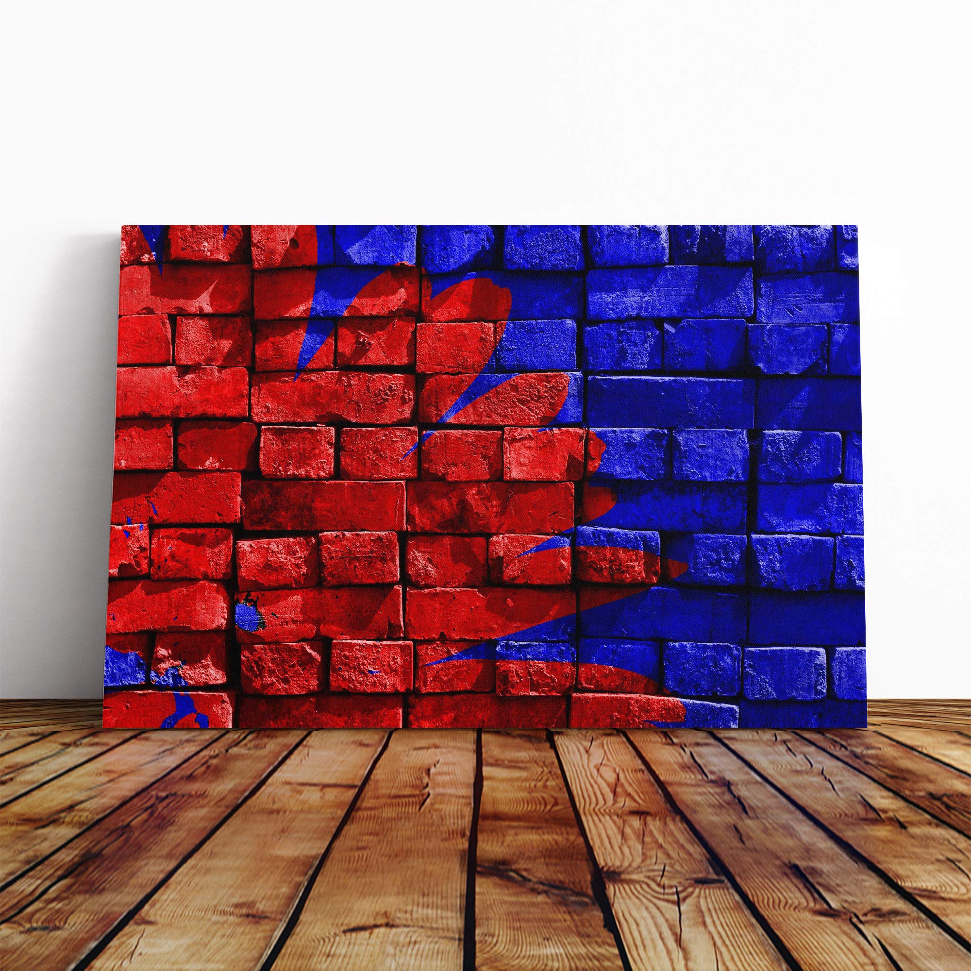 Floral Brick Graffiti Wall Art Canvas Print | Gallery Wrapped 30mm Frame Wall Art | 30x20 inches | Ready to Hang | Contemporary Floral Picture | Living Room Bedroom Lounge Office