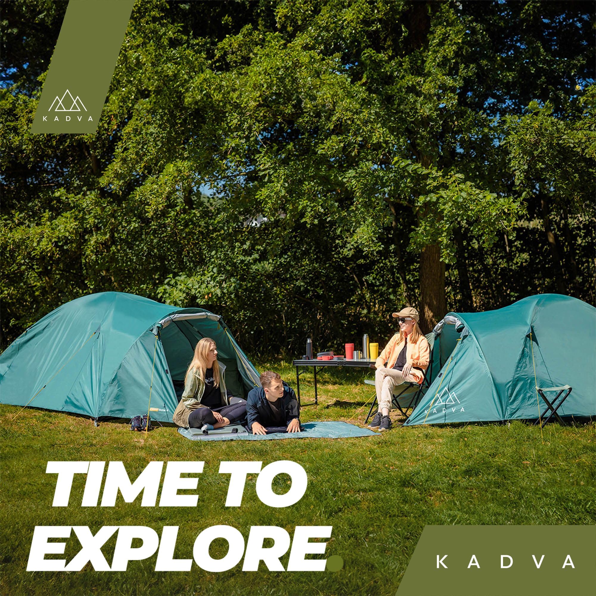 KADVA Tenda da campeggio Festa 2 Tenda 200 x 120 x 105 cm per 2 persone con zanzariera, impermeabile, struttura in fibra di vetro leggera e robusta, ideale per il campeggio e le escursioni