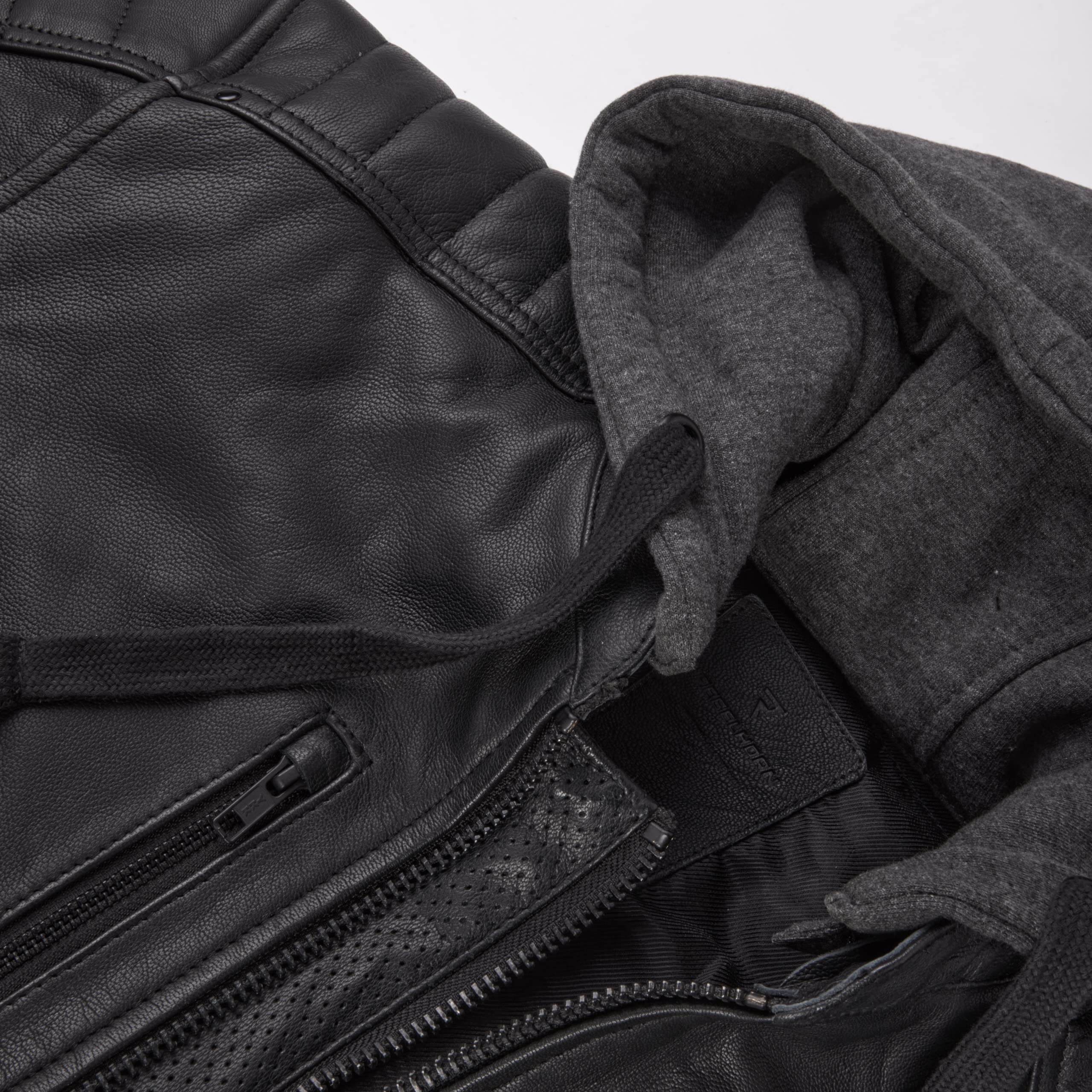 REBELHORN Impala Motorradjacke Herren | Leder | Ellbogen und Schulterprotektoren | Abnehmbare Kapuze | Größen bis 10XL