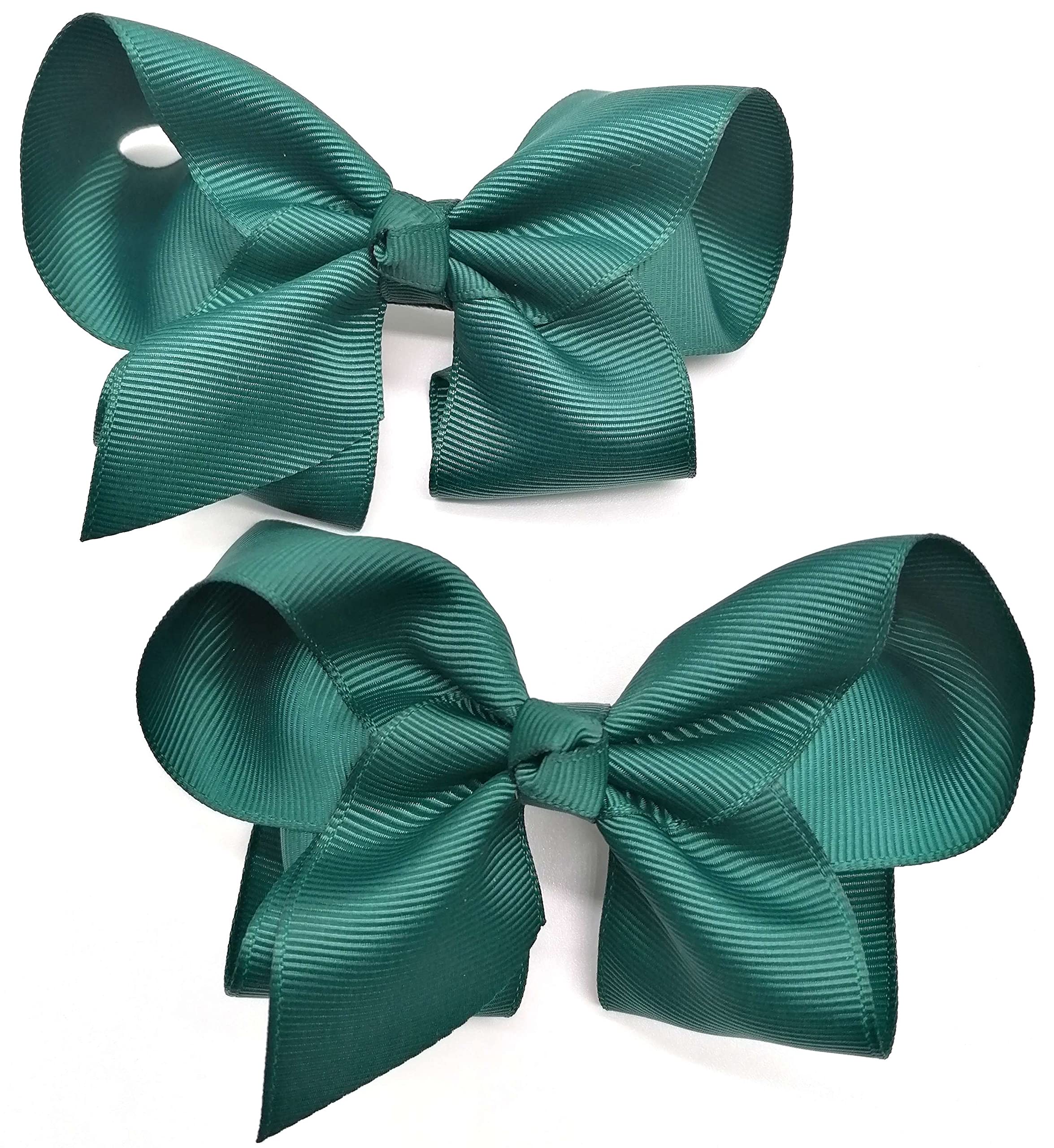 Set of 4 Hair Bows - School Clips for Girls - Green Hair Accessories (Bottle Green), 4 count (Pack of 1) - Image 2