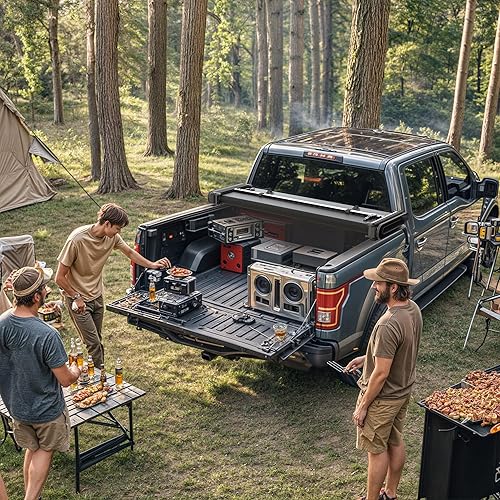 Miniatura 6 de YITAMOTOR Cubierta suave para cama de camioneta plegable cuádruple compatible con Nissan Titan 2017-2023 cama Fleetside de 55 pies sin caja Titan