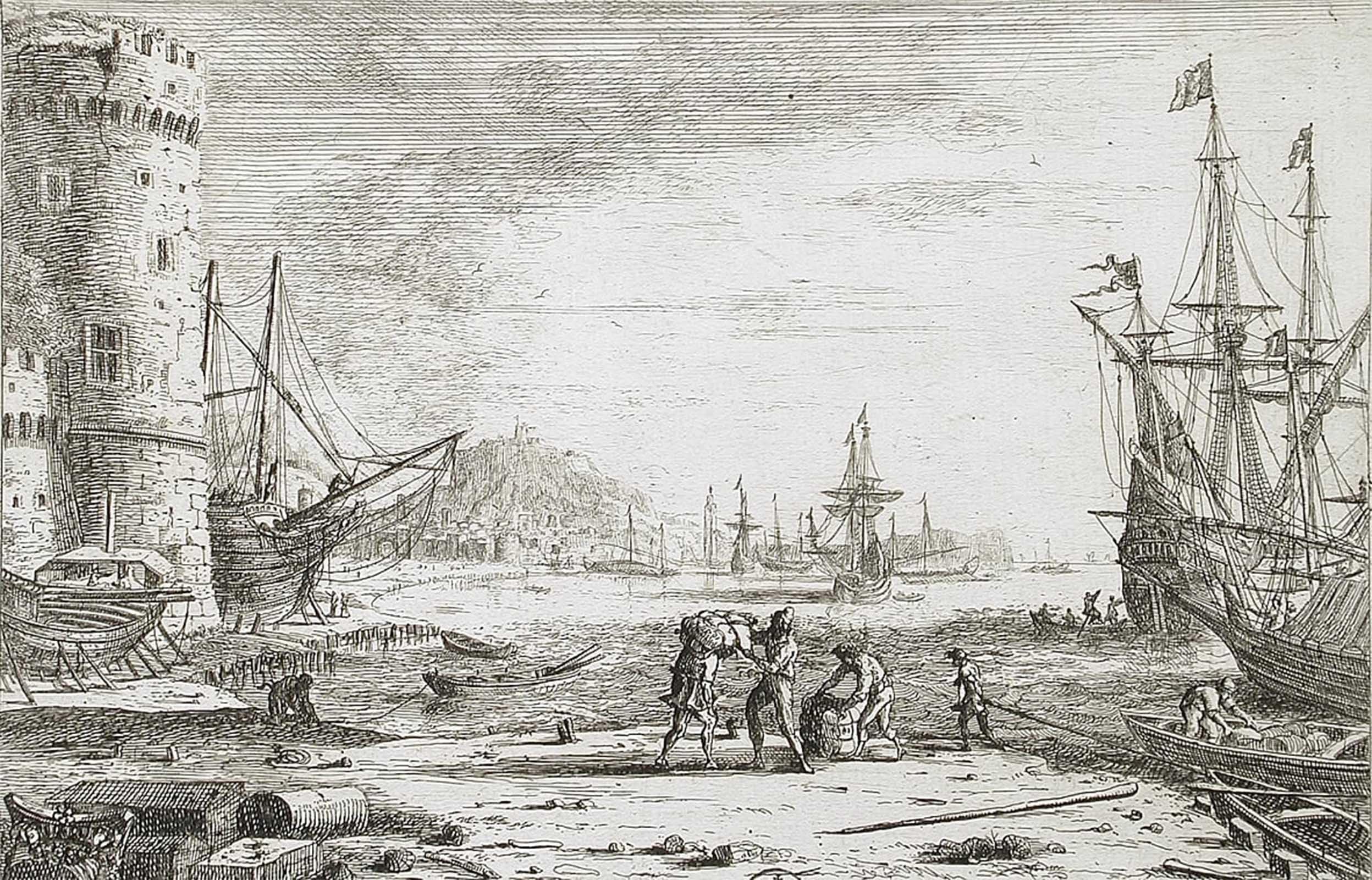 POSTERIIk Vintage Art Print Images Pictures Print Harbor with a Large Tower by Claude Lorrain Modern Colour Posters for Office Home Decor 60x90cm