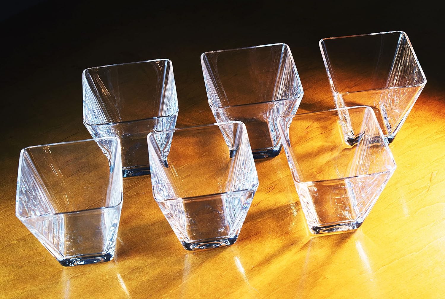 Barski Glass -Set of 6 - Square - Dessert - Bowl Set - 3.5 oz. - Classic Clear - for Fruit - Sorbet - Ice Cream - Candy - Chocolate - Made in Europe
