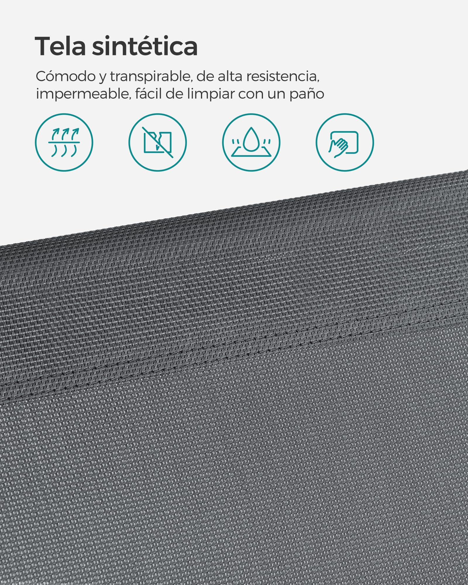 SONGMICS Tumbona, Tumbona Reclinable, 193 x 53 x 29 cm,Carga de 150 kg, con Reposacabezas de Protección Solar y Respaldo Reclinable, para Terraza, Piscina, Jardín, Gris Oscuro GCB19UV1
