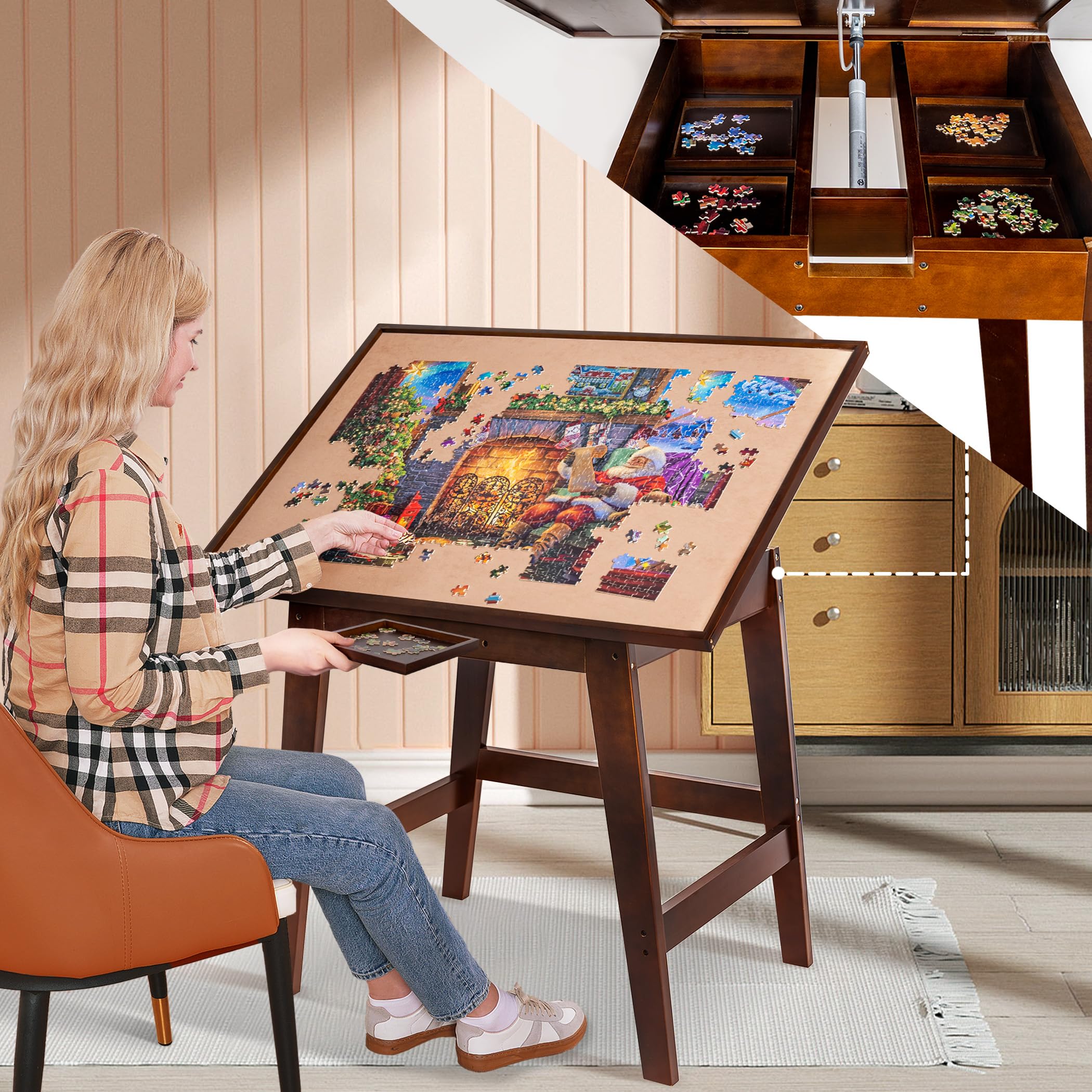 Becko US Tavolo/tavola puzzle inclinabile da 90 x 66 cm, per 1500 pezzi