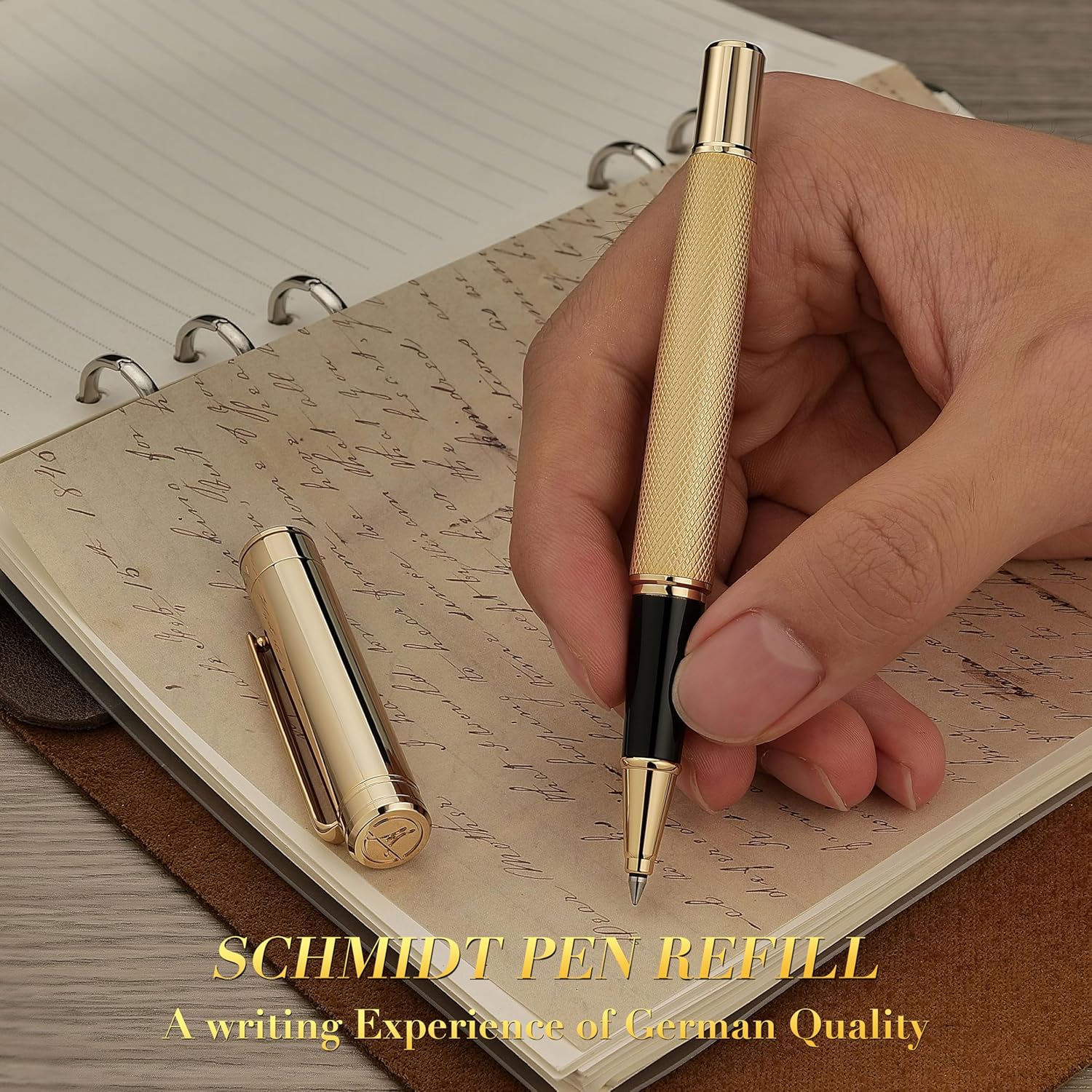 Gold Rollerball Pen, Stunning Luxury Pen with Mesh Texture Design and 24K Gold Finish, Fancy Gift Set for Men & Women, Business Signature, Executive, Office, Nice Fancy Designer Pens - Image 5