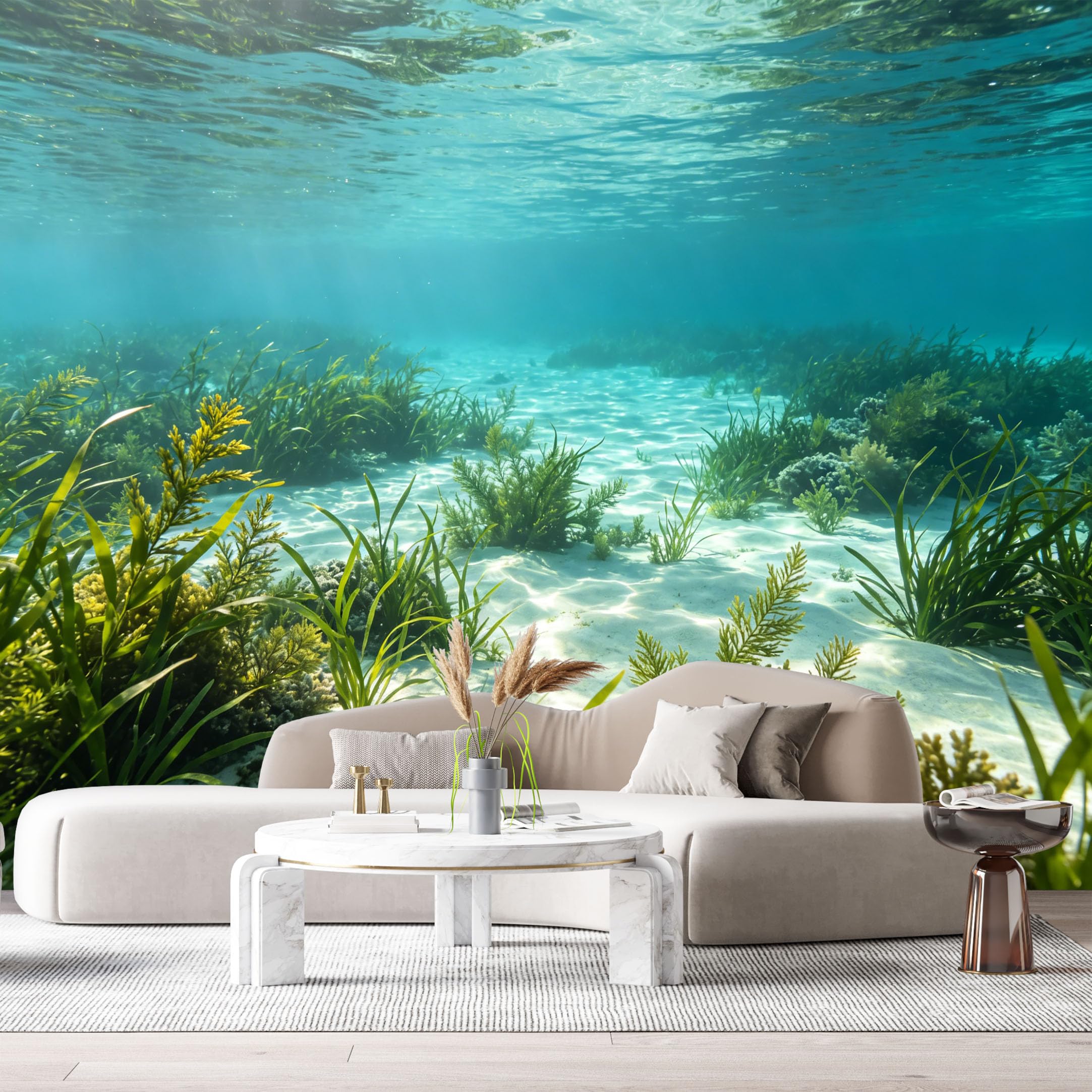 Custom Size Wall Murals Ocean Marine Tropical Underwater Sand Sunlight SelfAdhesiveWall Fabric Removable Wallpaper Wall Decor for Living Room Bedroom Bathroom