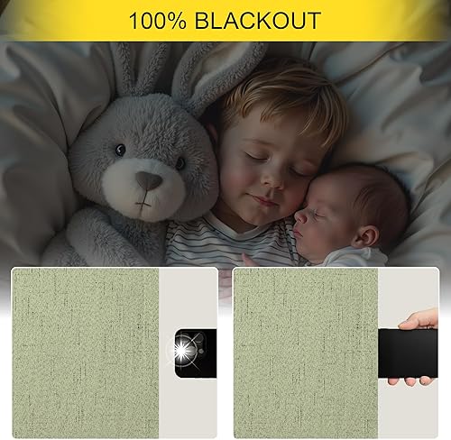 Miniatura 4 de 2 cortinas opacas de lino texturizado con aislamiento térmico, para dormitorio, ventana, sala de estar en Navidad, de 52 x 84 pulgadas de largo, de