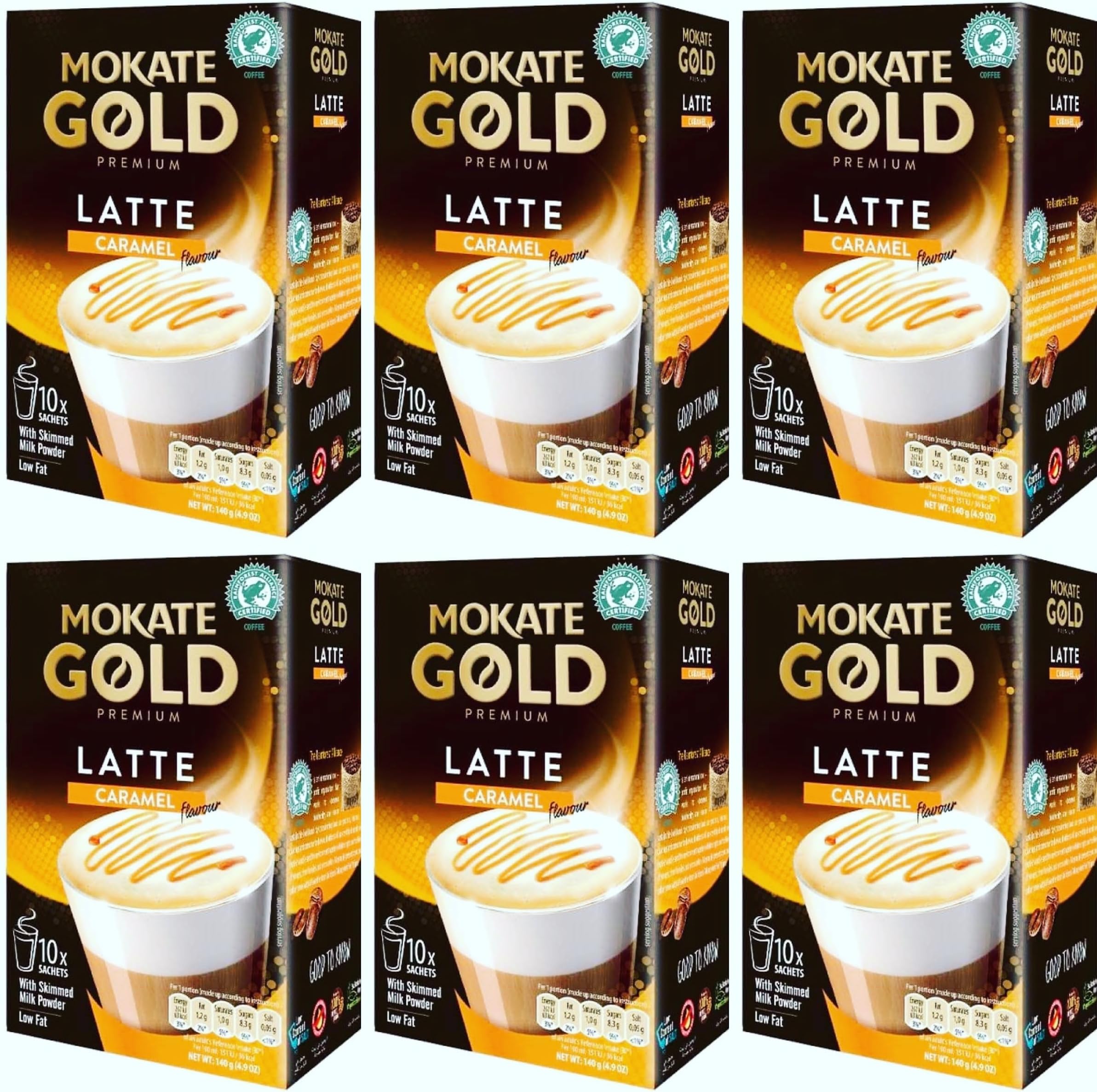 Mokate Gold Premium Latte Caramel Flavour with Caramel in Powder *6x10x sachets*