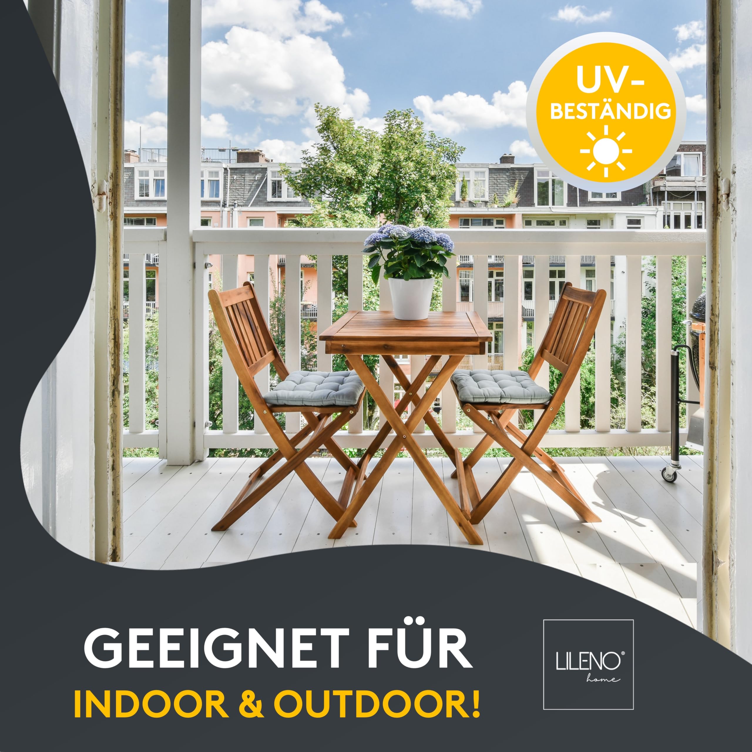 LILENO HOME 6er Set Stuhlkissen 34 Weiß (40x40x6 cm) - Sitzkissen für