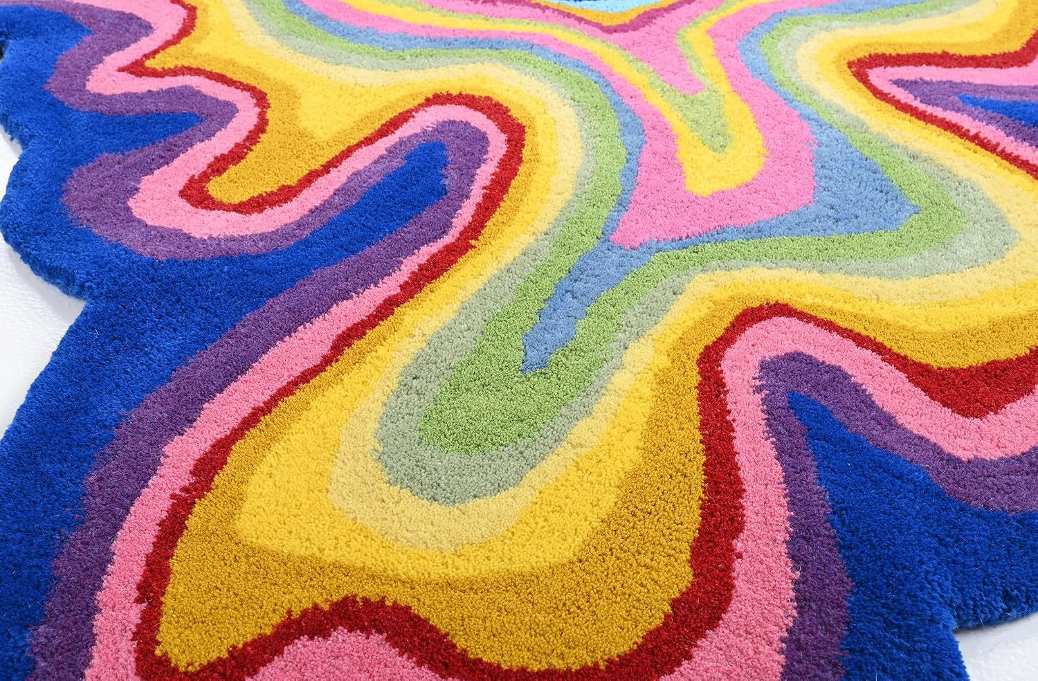 Restoration and Renovation Irregular Shaped Handmade Wool Rug | Modern Colourful Stripe Premium Area Rug Perfect for Home Decor (IR-C, 5x5 ft)