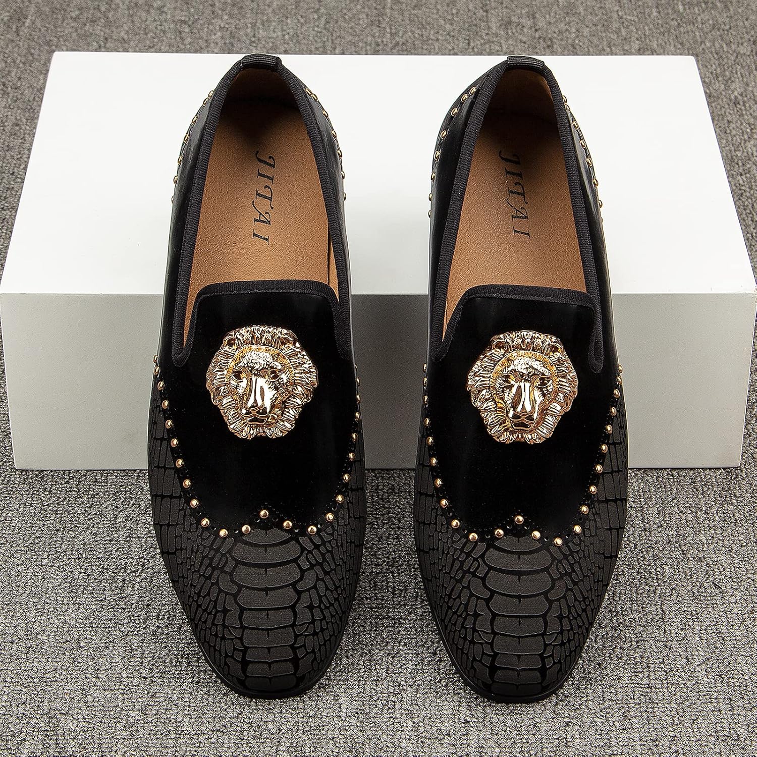 Miniatura 6 de JITAI Zapatos de hombre de lujo mocasines negros de cuero zapatos casuales de los hombres marca cómodos, Negro -