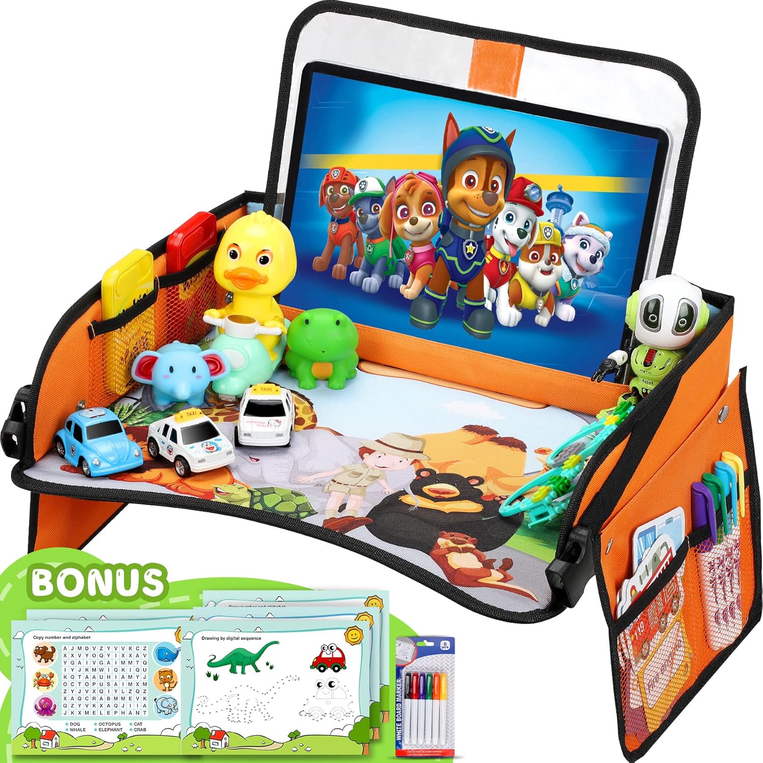 Flyfun Baby Car Travel Trays, Removable Doubleside Zoo Theme