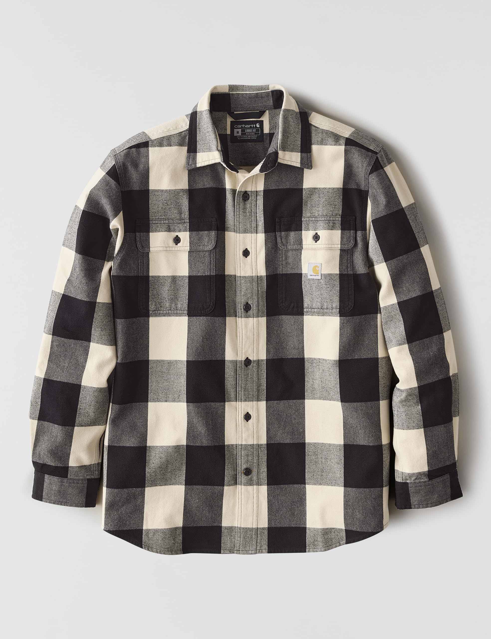Carhartt Męska koszula flanelowa z długim rękawem w kratę o luźnym kroju