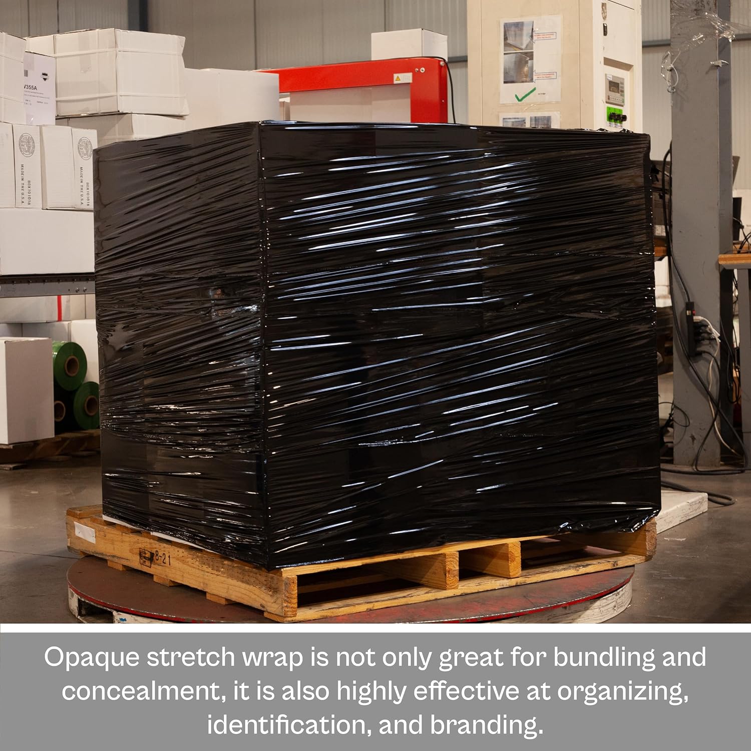 PSBM Dark Black Stretch Wrap with Handles 4 Rolls 30 Inch x 1000 Feet 80 Gauge, Heavy Duty Plastic Wrap Industrial Strength Shrink Film for Moving, Packing & Shipping