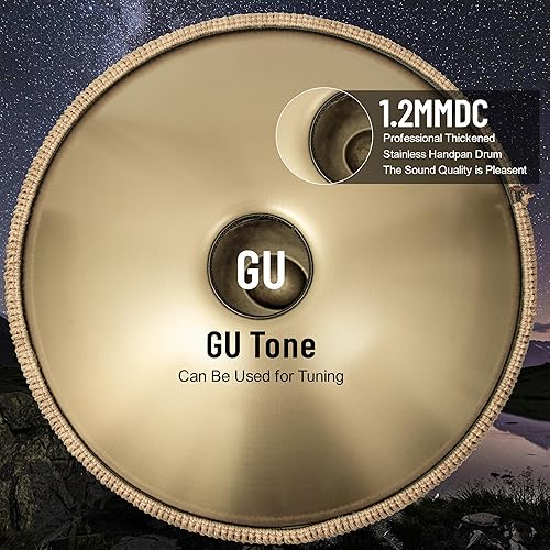 Miniatura 7 de LOMUTY 9 Notas 22 Pulgadas Handpan Profesional en Menor D Pan Acero Tambor Percusión Instrumento para Rendimiento Profesional