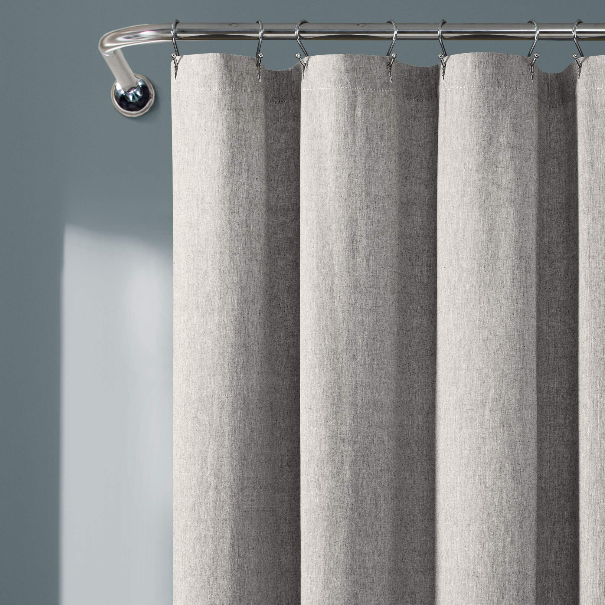 Lush Decor, Nantucket 16T004620 Duschvorhang, garngefärbte Baumwolle, Quasten, 183 x 183 cm, Grau