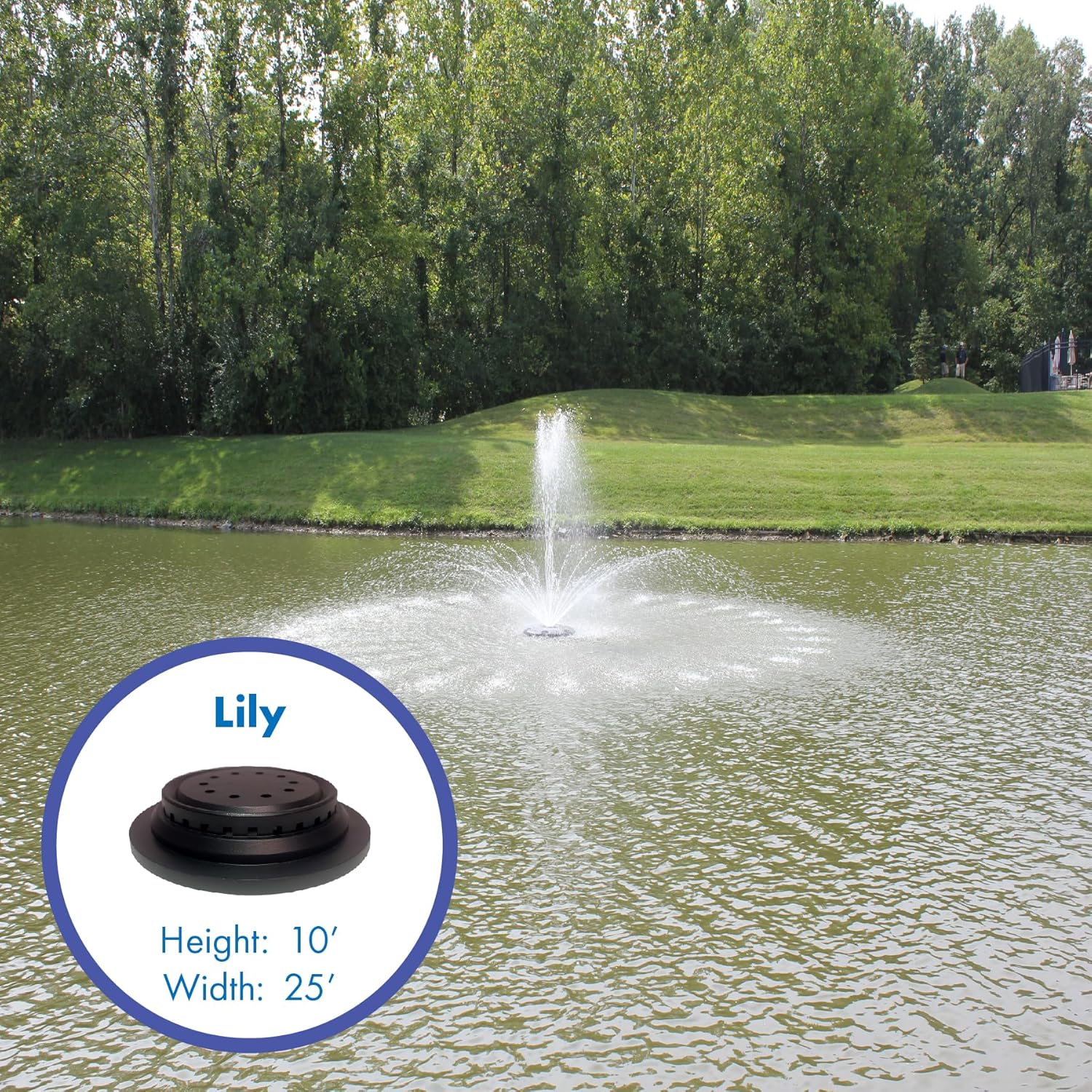 HALF OFF PONDS Aerating Pond Fountain – 1 HP, 15,000 GPH Pump – 100' Cord – 3 Spray Patterns – Color-Changing LED Lights – Energy-Efficient – for Large Ponds, Lakes & Water Gardens