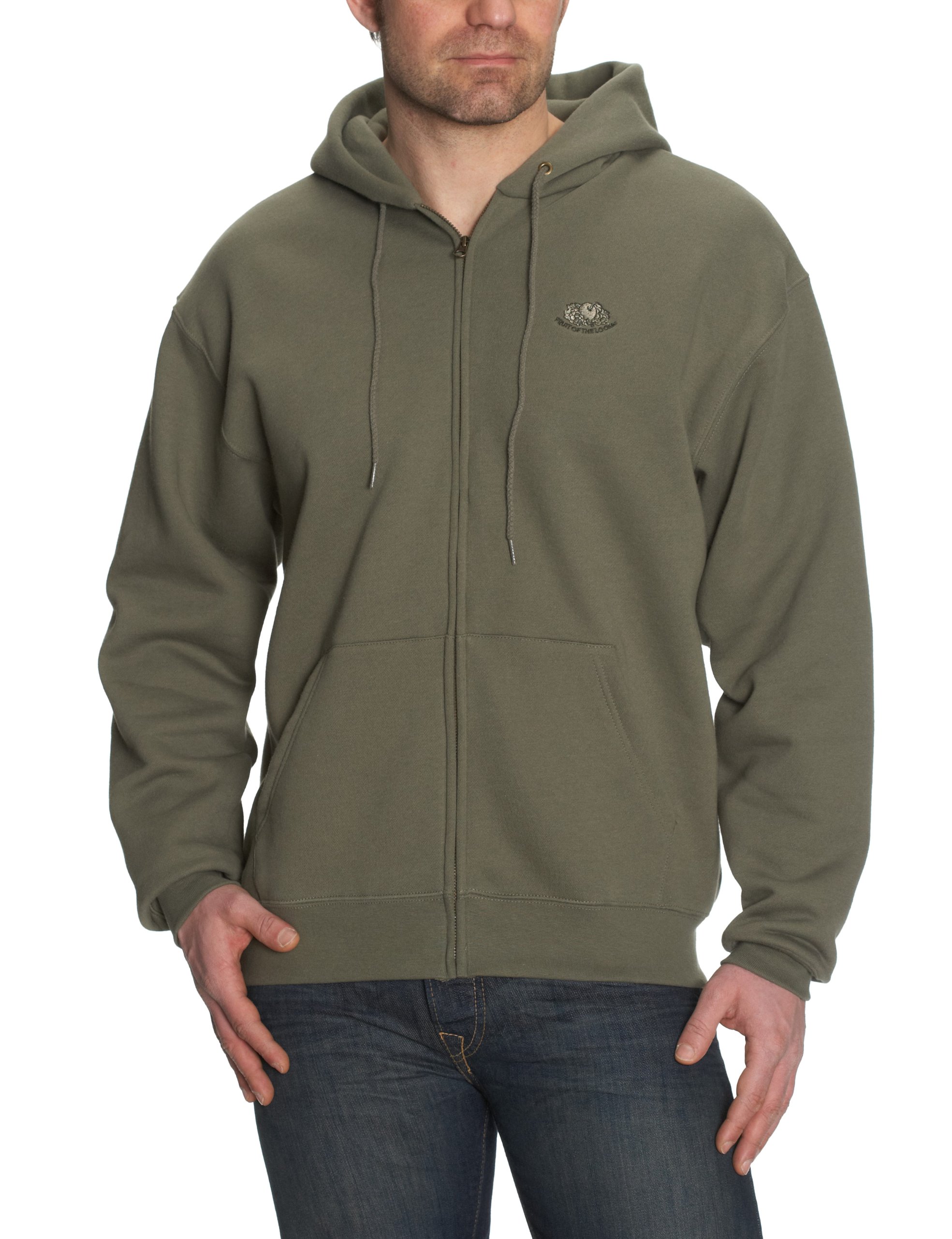 Fruit of the Loom Hooded Sweat Jacket Men's Sweatshirt Classic Olive Large