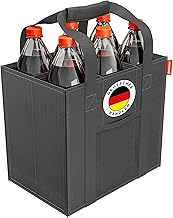 ATHLON TOOLS Sac à bouteilles 6 compartiments de 1,5 l chacun - Sac de courses pliable et imperméable avec séparateurs et poignées - Porte-bouteilles pour eau, vin et bière - Noir