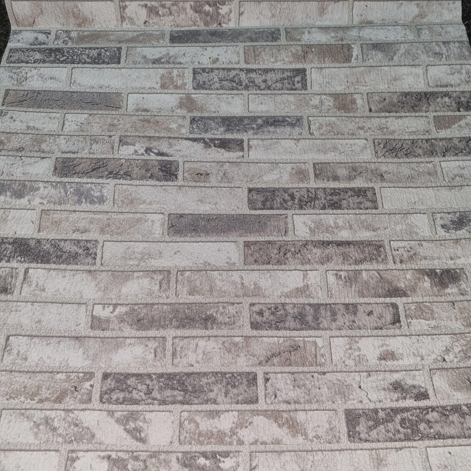 Sophie Laurence Grey Brick Wallpaper Textured Thick Realistic Rustic 3D Stone Wall Effect - Chimney Breast Feature Wall Wallpaper