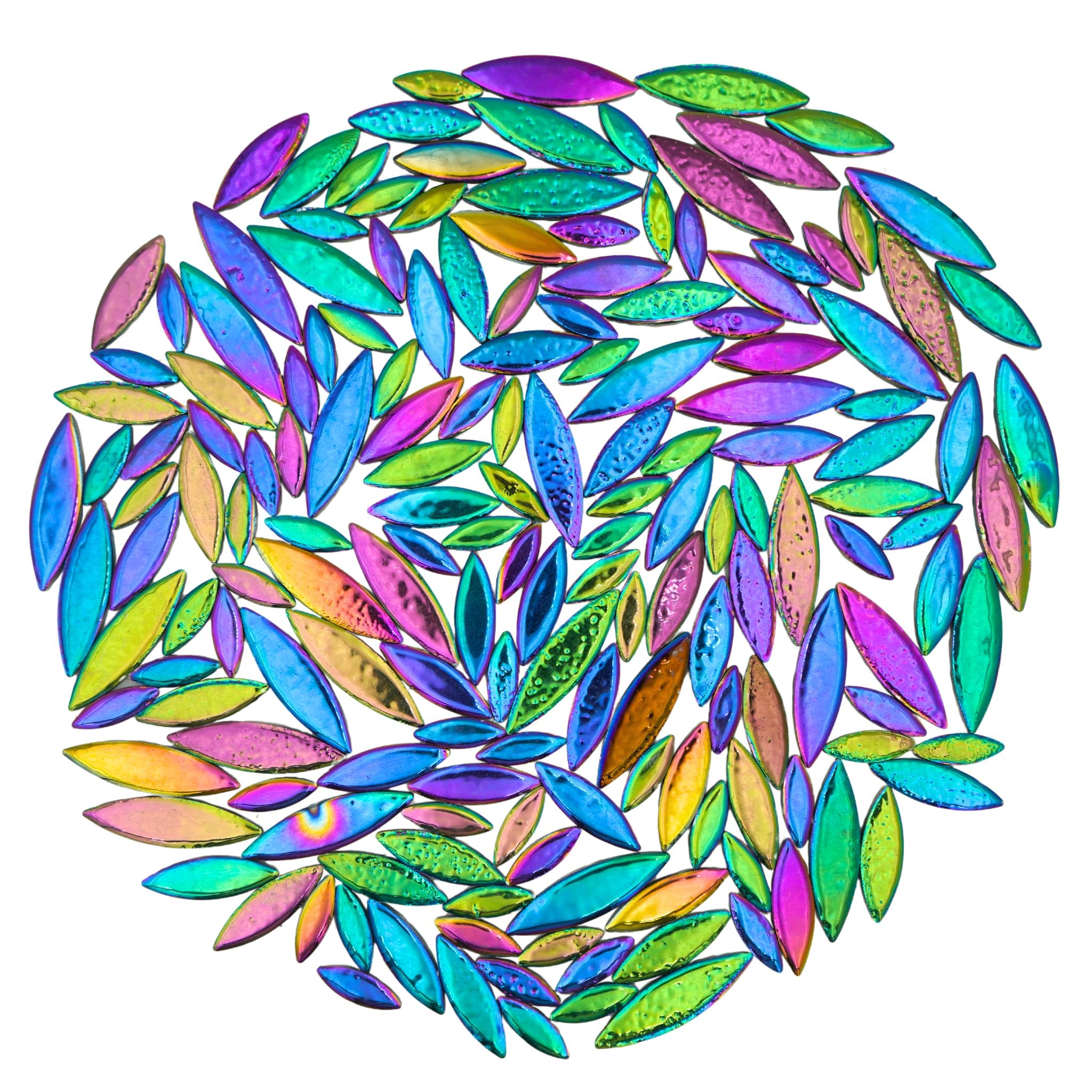 Yuvori 1.1 lbs Ceramic Leaf-Shaped Mosaic Tiles, Mixed Sizes, DIY Decor for Bathrooms Living Rooms, Kitchens, Gardens (Rainbow)