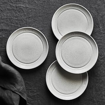 STAUB Ceramic Dinnerware 4-pc 6-inch Appetizer Plate Set - White Truffle