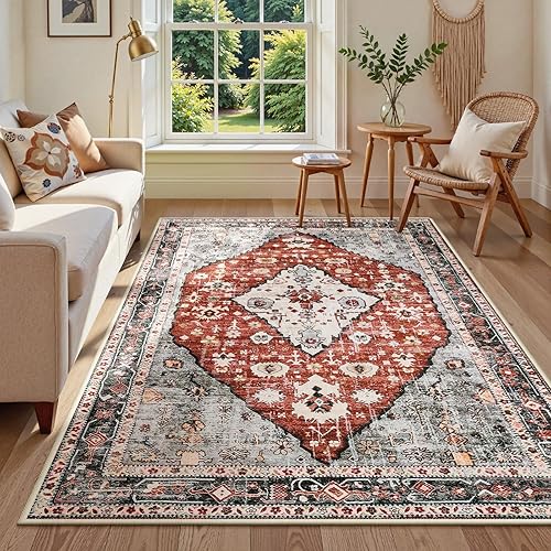 Lahome Boho Tribal Area Rug - 5x7 Red Red Large