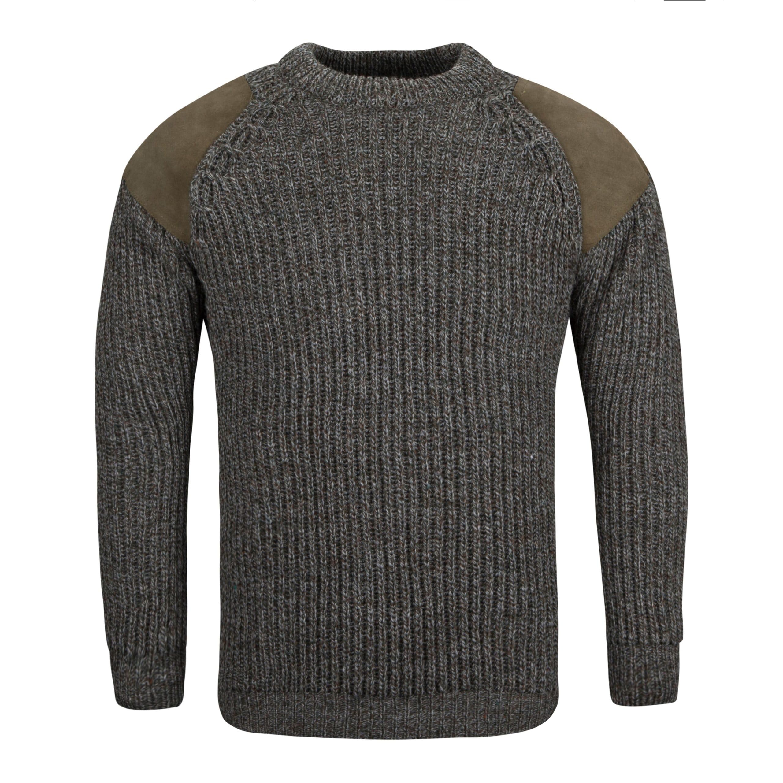 Scottish Essence Men's Derby Tweed Pure British Wool Countryman Crew Neck Jumper, Arran Patch Design, Uk Made (Uk, Alpha, M, Regular, Regular, )
