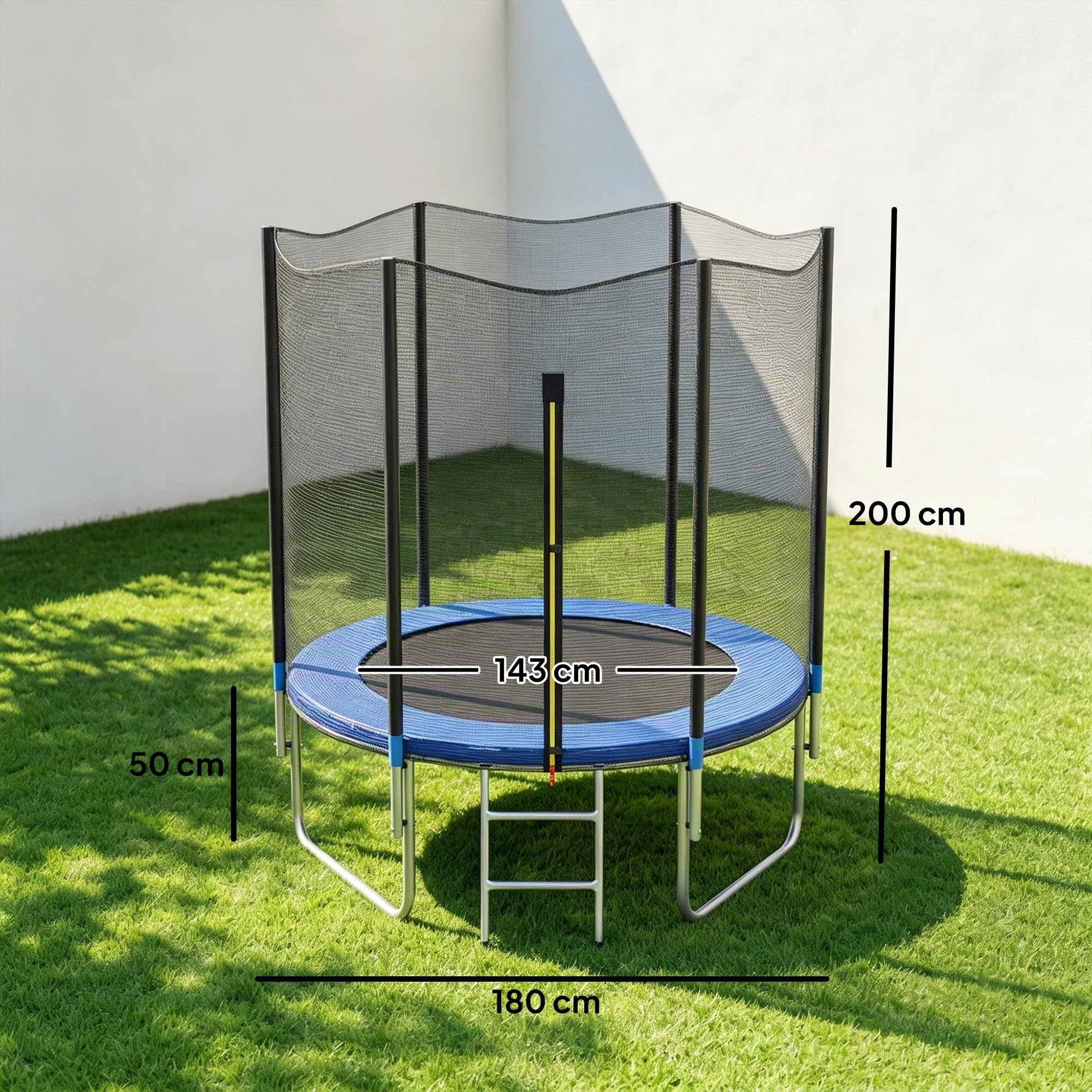 SPORTNOW Trampoline Exterieur Enfant avec Filet Sécurité Échelle Ø 180cm | Poteaux Rembourrés, Trampoline de Jardin, pour Enfants Adolescents et Adultes