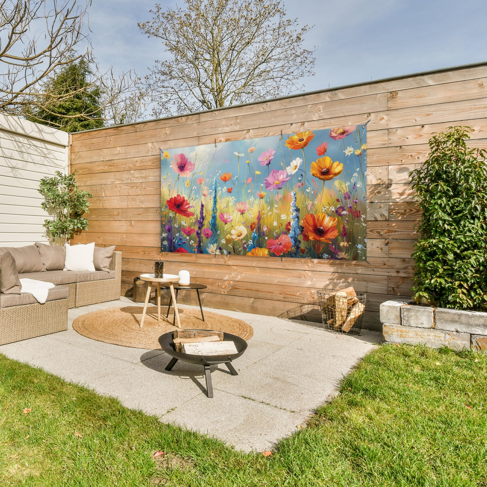 MuchoWow© Gartenposter Outdoor Bilder Gartendeko für draußen Wetterfest | 200x100 cm - Garten Deko Banner Draußen Gartendekoration Bild Blumen - Natur - Botanik - Kunst