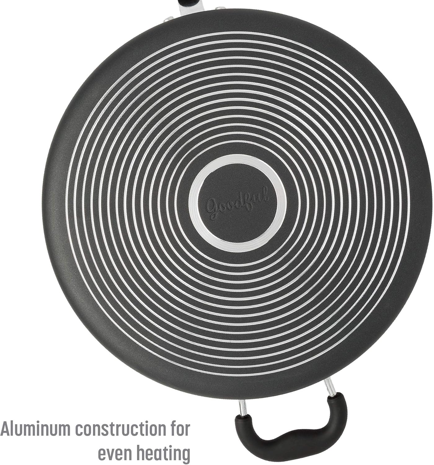 Goodful Aluminum Non-Stick Sauté Pan Jumbo Cooker with Helper Handle and Tempered Glass Steam Vented Lid, Made Without PFOA, Dishwasher Safe, 5-Quart, Charcoal Gray: Home & Kitchen