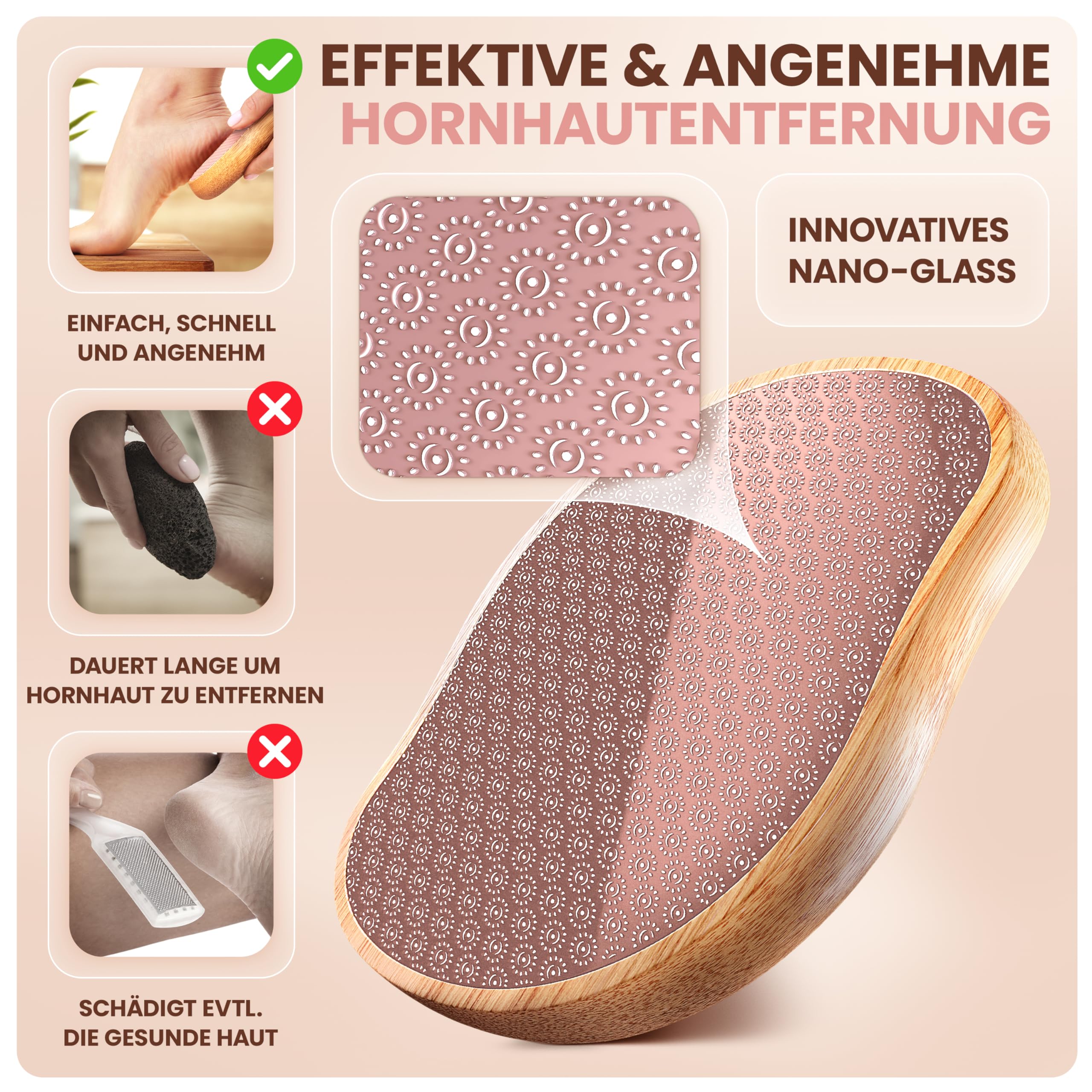 BAMBUA Hornhautentferner - [100% Anti-Hornhaut Effekt] Hornhaut Entfernen  Fu - Zur Fupflege fr schne Fe - Effektives Nano Glas - Professionelle  Pedikre - Premium Bimsstein (Rosa) : Amazon.de: Drogerie & Krperpflege