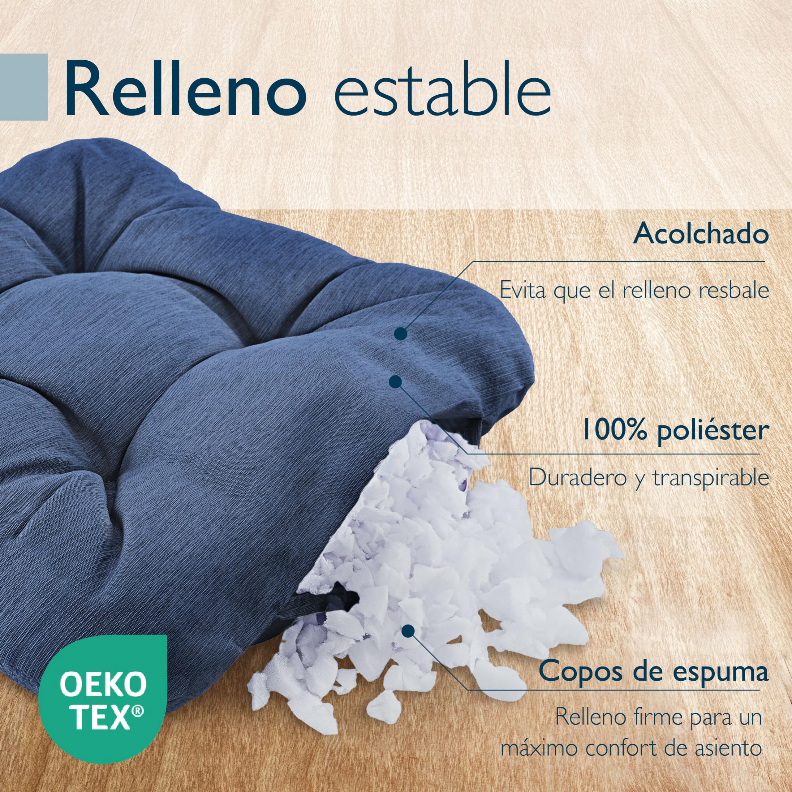 Beautissu 4X Cojines de Silla Premium 35x35 cm - Cojines Interior y Exterior Acolchado de Espuma Resistente de 8 cm de Grosor, Made in EU - Azul Oscuro - HighLux SK