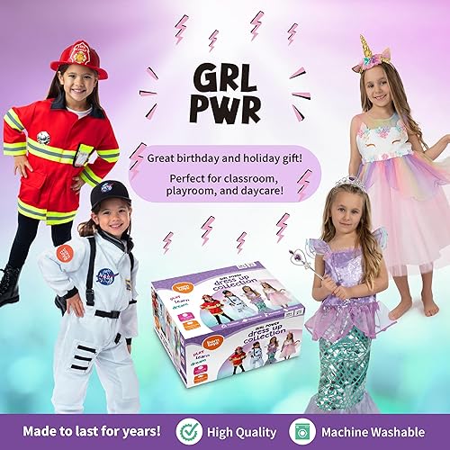 Miniatura 4 de Born Toys Ropa de vestir para niñas pequeñas de 4 a 6 años, disfraces lavables para niños pequeños para juegos de simulación 3T-4T