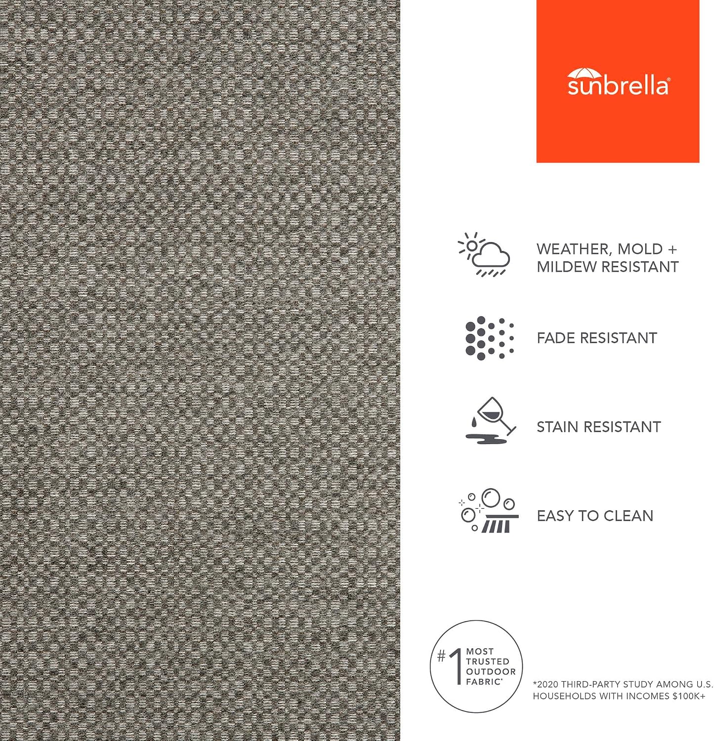 Sunbrella Outdoor Fabric by The Yard | Action Stone (Textured) | Official Sunbrella Seller | Indoor or Outdoor Upholstery Fabric for Chairs, Cushions, Drapery, Pillows, Furniture
