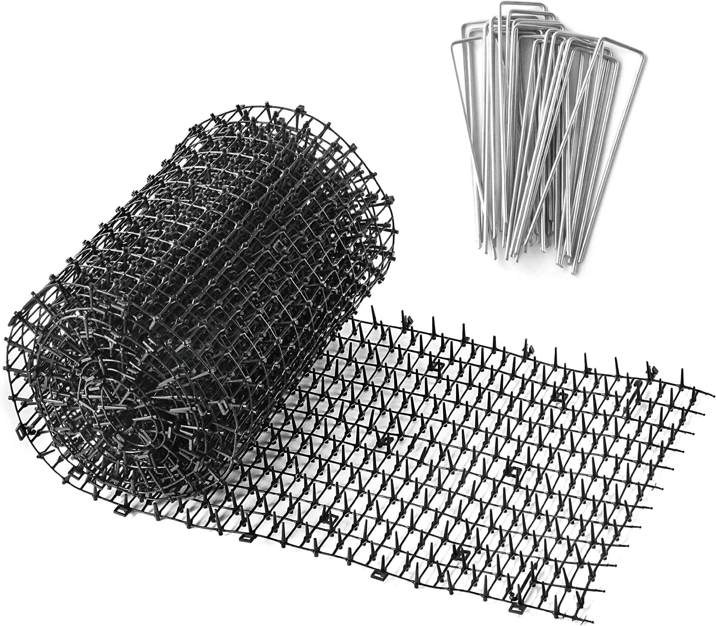 Dorgerove 4m Prickle Strip Dig Stopper, Scat Mat with 20 Metal Pegs (Humane Pet Digging Deterrent)