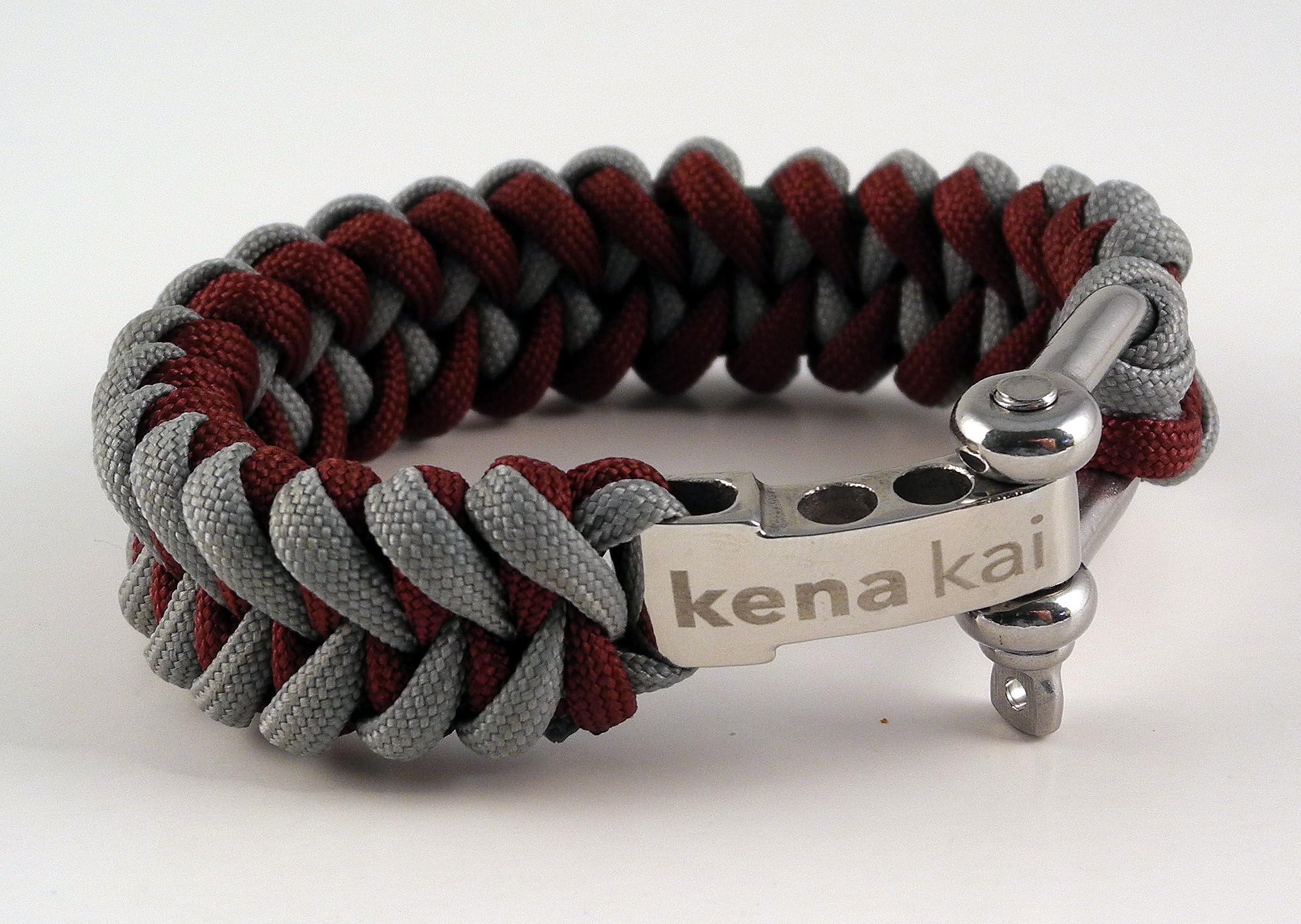 Paracord Survival Bracelet with Stainless Steel Adjustable Silver Shackle, Dragon Weave