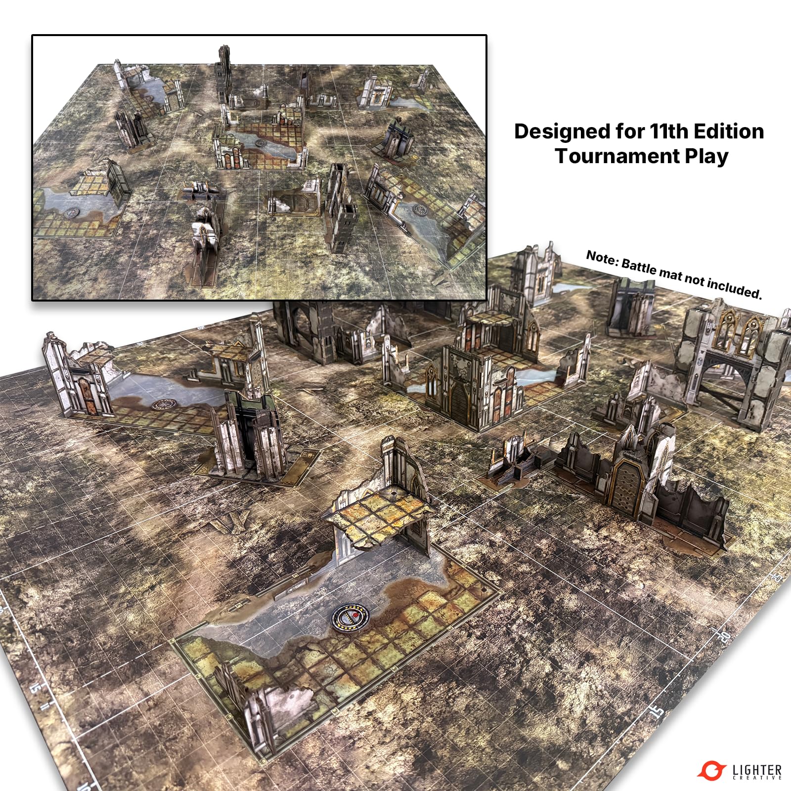32PCS Terrain Set für WH40K 11th Edition + 16PCS Terrain Footprints, 40K Battlezone Creation Kit