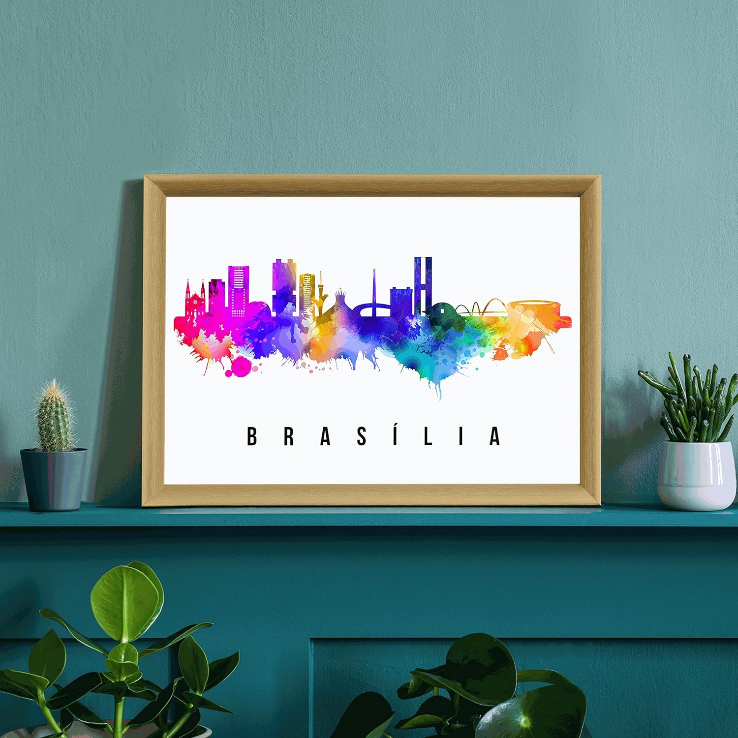 Brasilia Skyline Brazil Poster, Brasilia Cityscape Painting, Brasilia Brazil Poster, Brazil Cityscape and Landmark Print, Home Wall Art, Office Wall Decor
