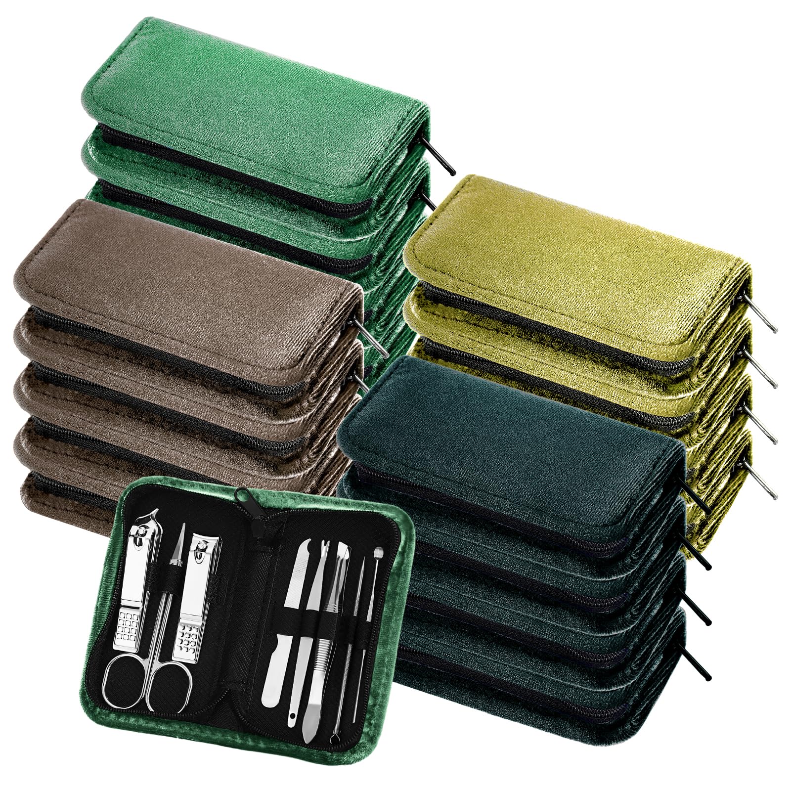 Coume 24 Sets Mini Manicure Set Bulk for Women Men Valentines Gifts for Coworkers Nail Grooming Kit 8 in 1 Nail Clippers Kit Luxurious Travel Case