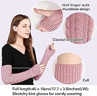 Vista 11 de Bellady Guantes de invierno para mujer, cálidos sobre el codo, guantes largos sin dedos con agujero para el pulgar, guantes de punto para calentar