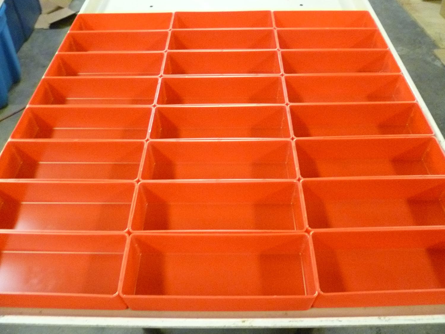 Tooling Storage & 48 3"x4"x3" deep Red Plastic Box Lista