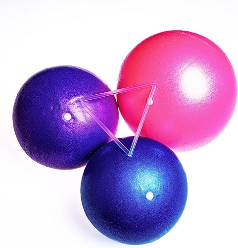 Miniatura 7 de Mini pelotas de ejercicio, paquete de 3, pelota de yoga pequeña de 10 pulgadas con popote inflable para pilates, entrenamiento básico y terapia