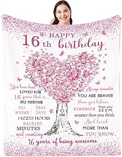 Sweet 16 Gifts for Girls, 16th Birthday Gifts for Girls, 16 Year Old Girl Birthday Gift Ideas, 16th Birthday Decorations, Happy 16th Birthday, Birthday Presents for 16 Year Old Blanket 50