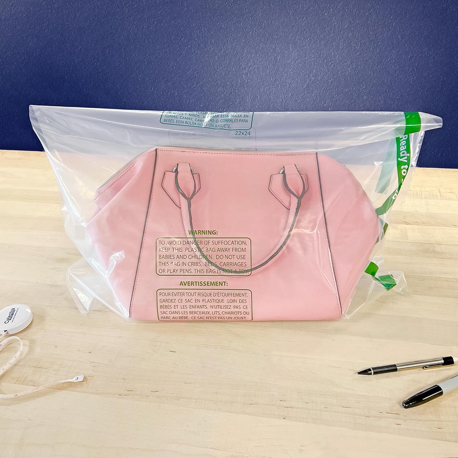 Plymor Ready to Ship 1.5 Mil Wicketed Poly Bags with Permanent Adhesive Strip and Suffocation Warning, 22" x 24" (Pack of 100)