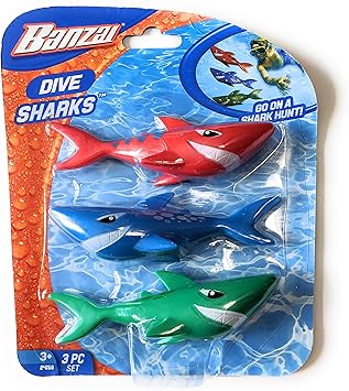 Funstuff 3pc Dive Sharks Pool Toy 